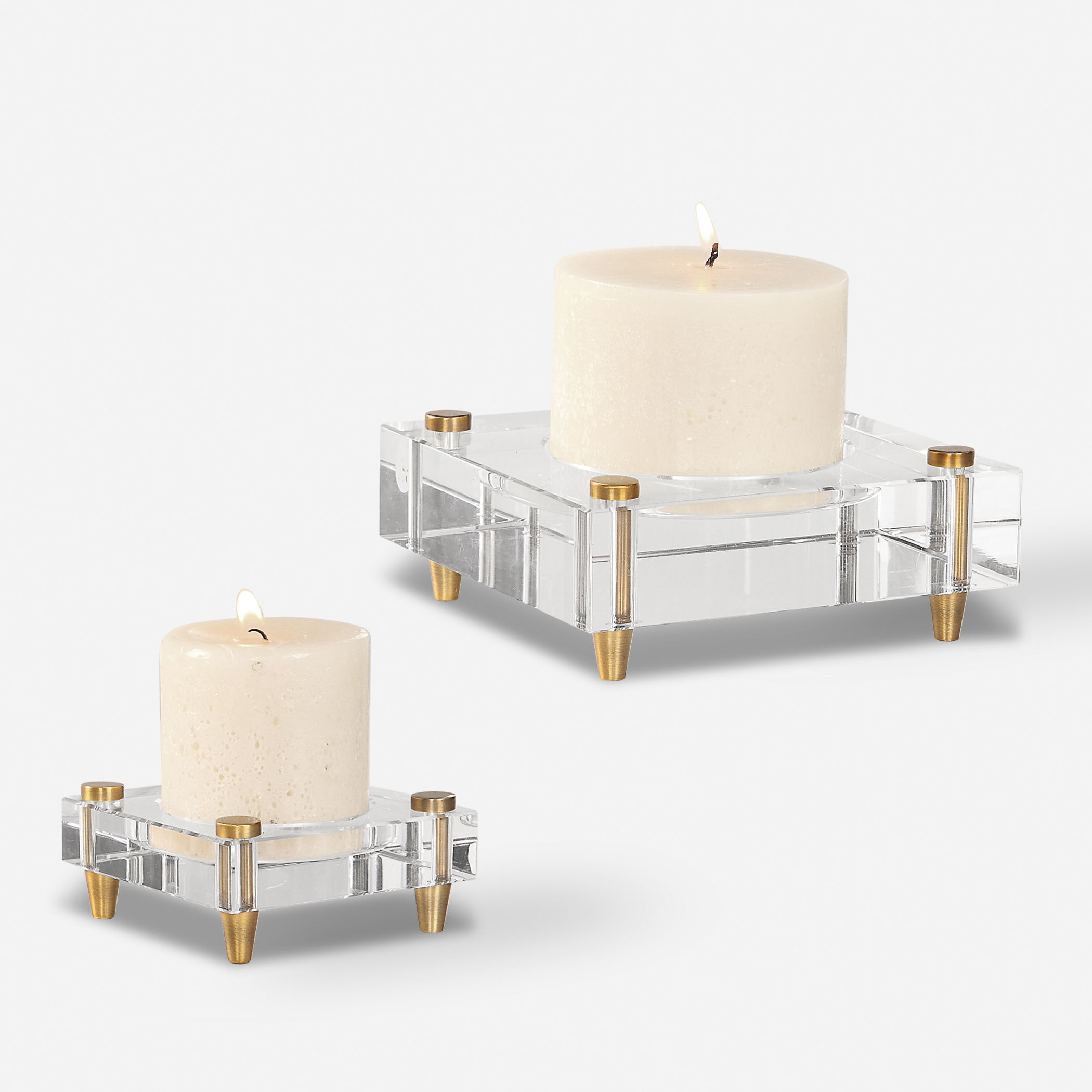 Claire Crystal Block Candleholders, S/2 large image 