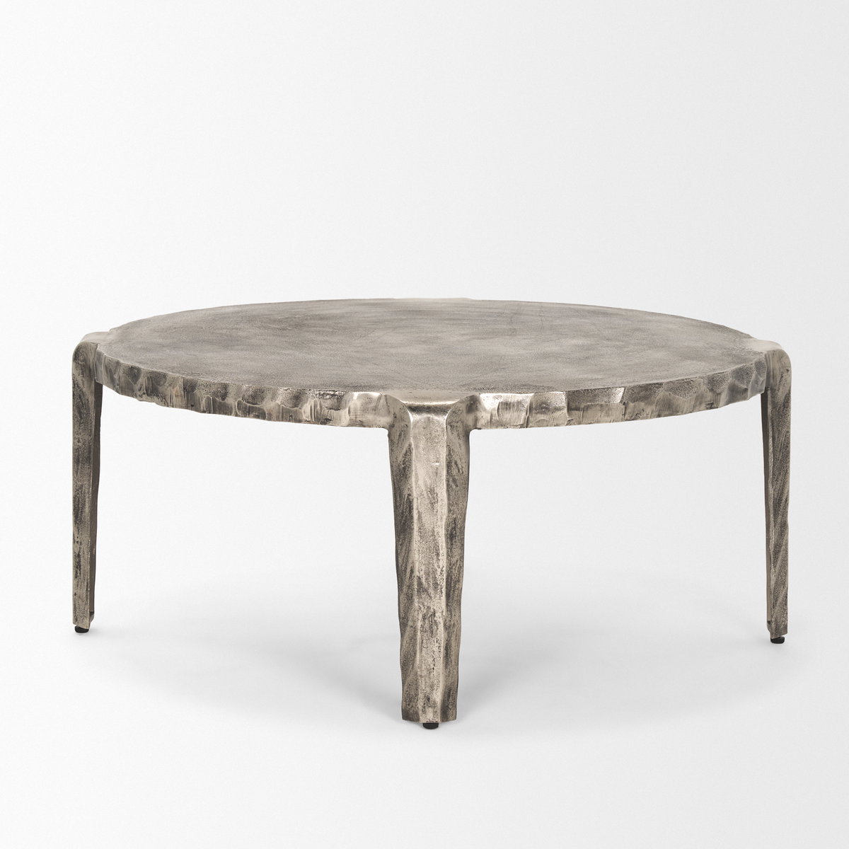 Randy Silver Nickel Cast Aluminum Metal Coffee Table, by Mercana, 37.8" length x 37.8" width x 18.9" height View 5