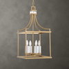 Montreal 4 Light Brass Lantern Pendant, by Uttermost, 13.87" width x 27.75" height x 13.87" depth thumbnail 2