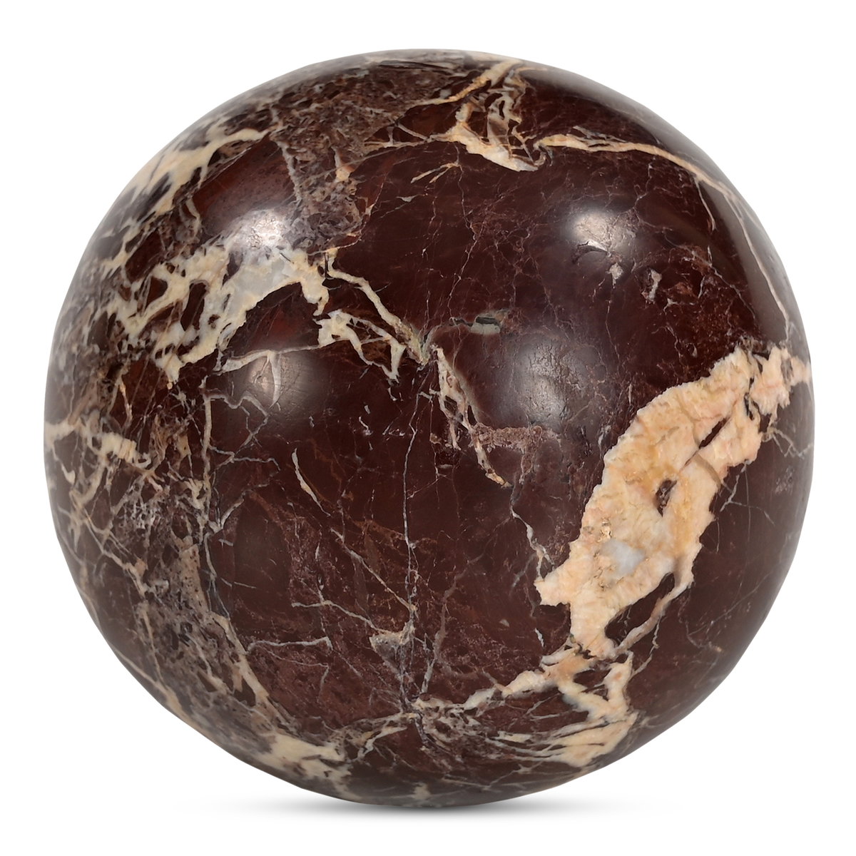 Odessa Sphere Tabletop Accent Red Levanto Marble, Decor by Moe's Home, 4" width x 4" height x 4" depth View 1