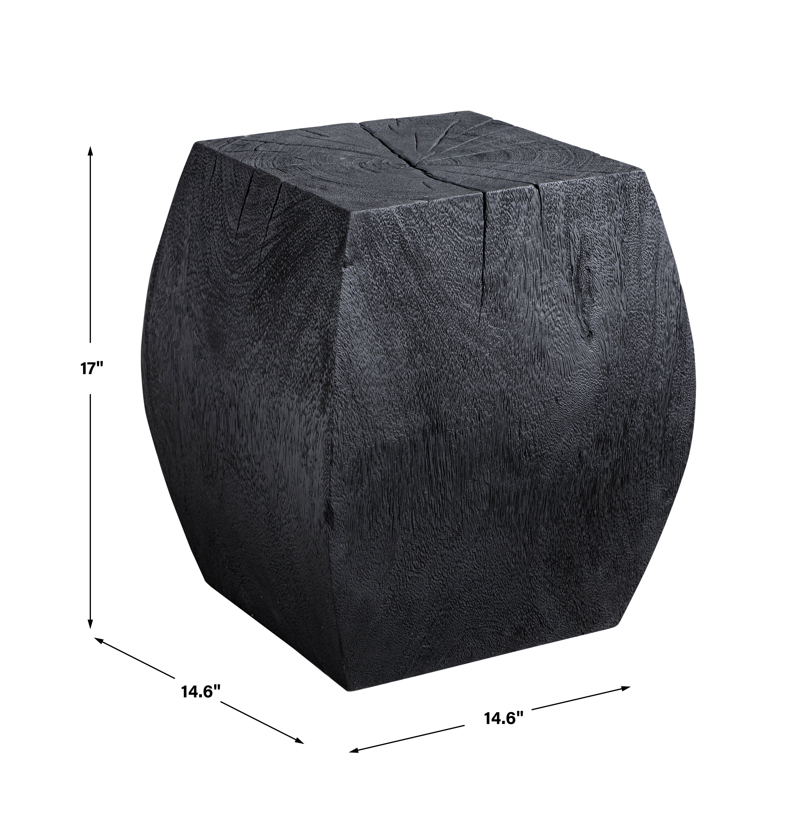 Grove Black Wooden Accent Stool, Furniture by Uttermost, 14.6" width x 17" height x 14.6" depth View 3