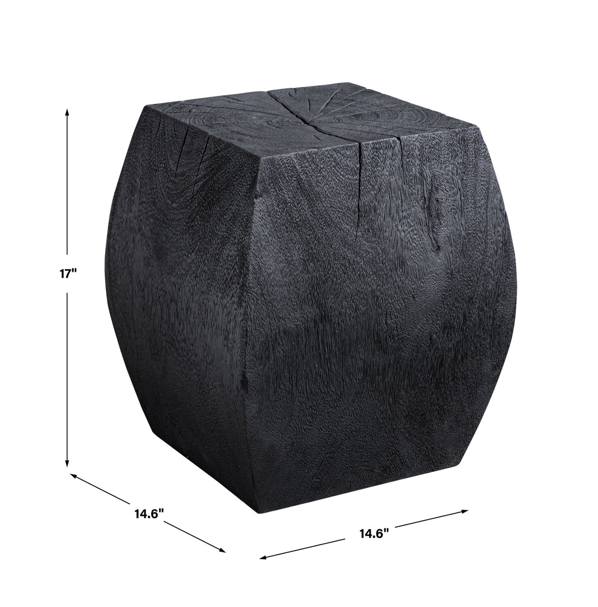 Grove Black Wooden Accent Stool, Low Stool by Uttermost, 14.6" width x 17" height x 14.6" depth View 3