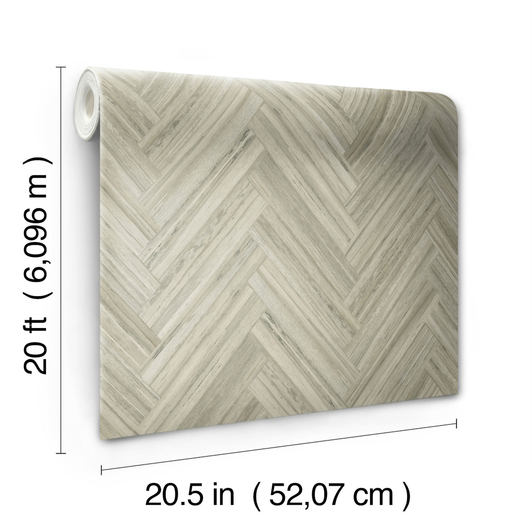 Hermosa Herringbone Brown Peel & Stick Wallpaper large image 