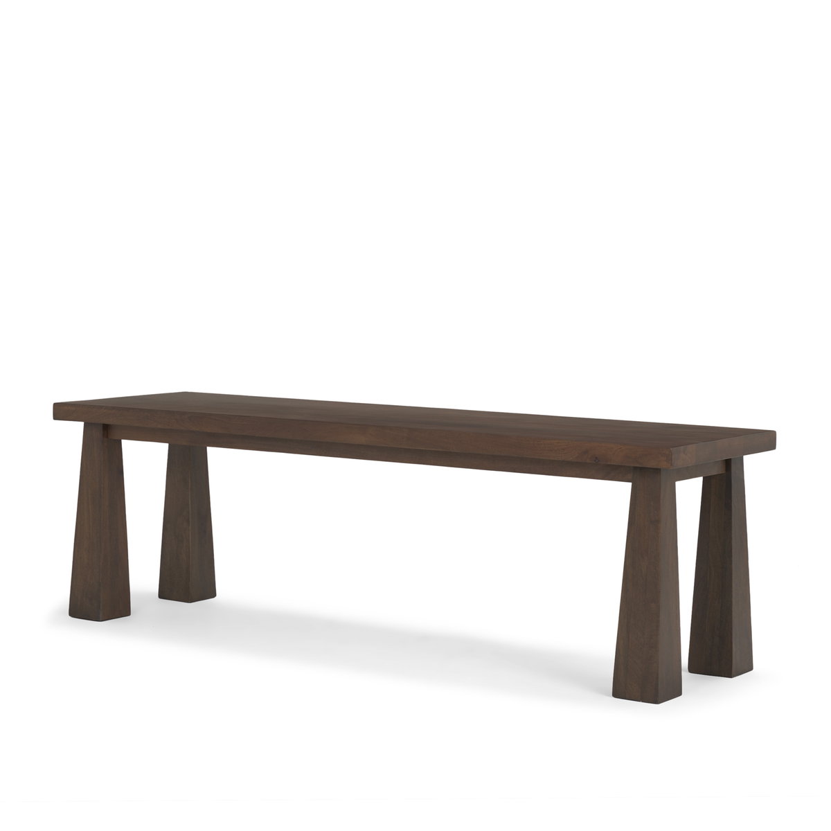 Wolcott Rectangular Dark Brown Solid Wood Bench, Benche by Mercana, 60" length x 16" width x 18" height View 1