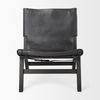 Elodie 24.4L x 33.9W x 30.7H Black Leather with Black Stain Beech Wood Frame Accent Chair, by Mercana, 24.41" length x 31.5" width x 30.71" height thumbnail 3