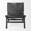 Elodie 24.4L x 33.9W x 30.7H Black Leather with Black Stain Beech Wood Frame Accent Chair, by Mercana, 24.41" length x 31.5" width x 30.71" height thumbnail 5
