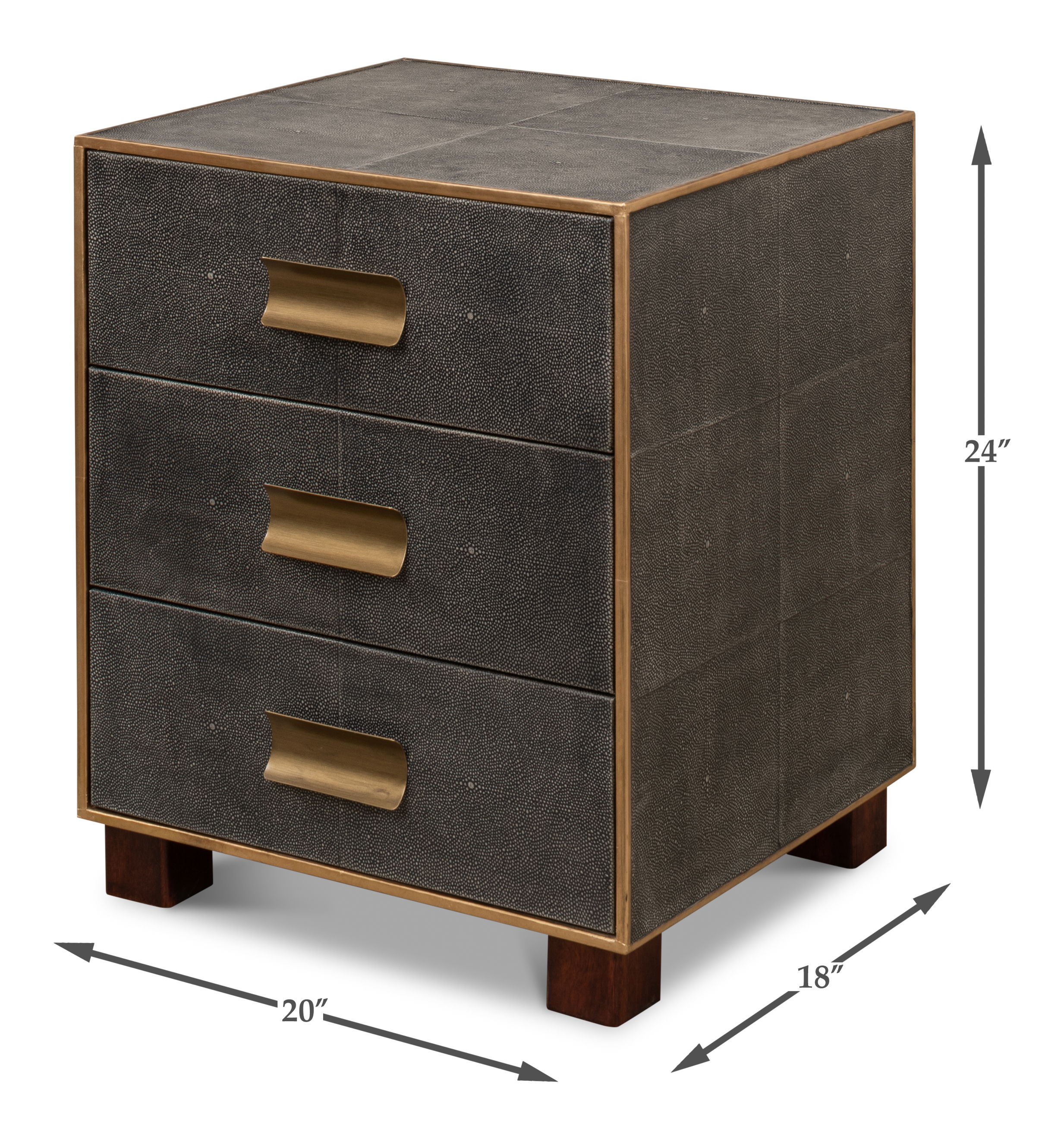 Gideon Shagreen 3 Drawer Side Table, Gry large image 