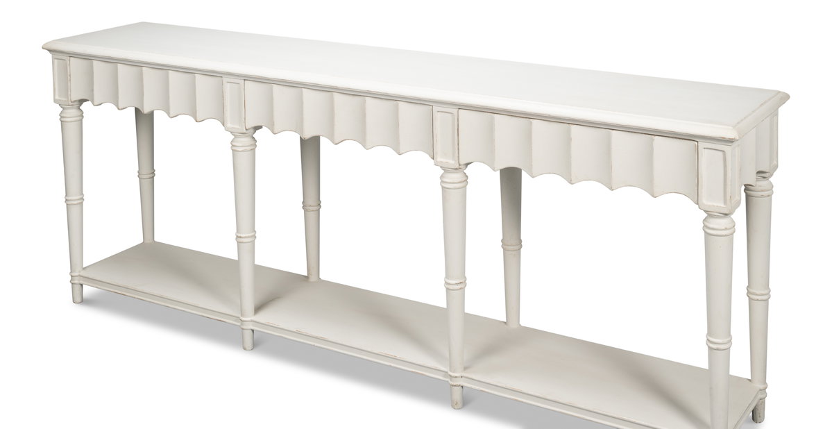 Chantal Console Table Antique White, by Sarreid, 1'6" length x 7'9" width x 3' height View 10