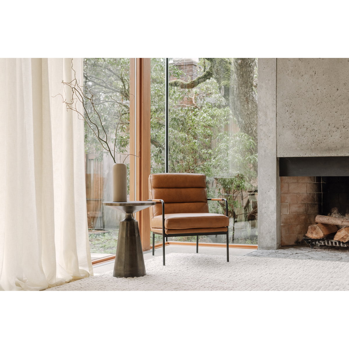 Verlaine Armchair Chestnut Brown, Accent Chair by Moe's Home, 23.5" width x 32" height x 31" depth View 6