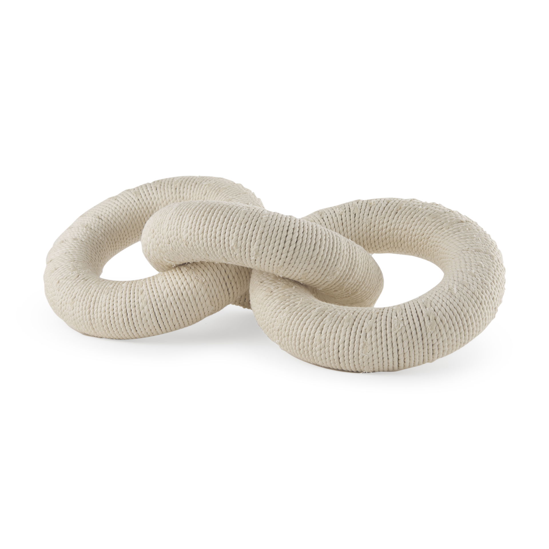 Alize Cotton Rope Wrapped Solid Wood Circular Chain Link Decorative Object large image 