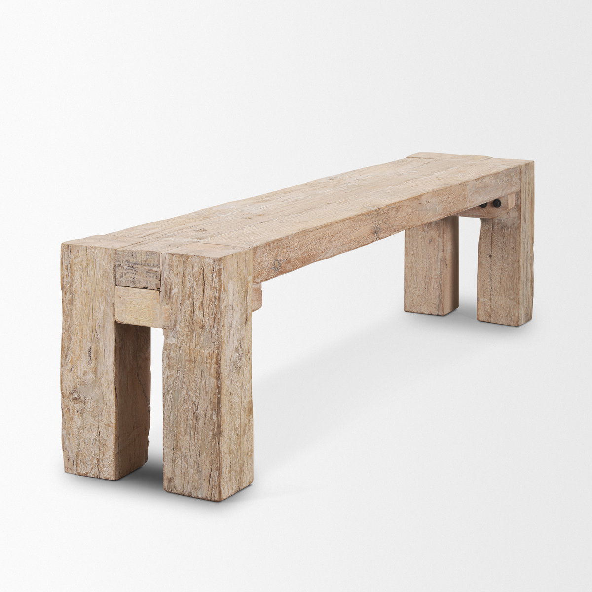 McArthur Whitewash Reclaimed Wood Bench, Benche by Mercana, 70" length x 14" width x 18" height View 7