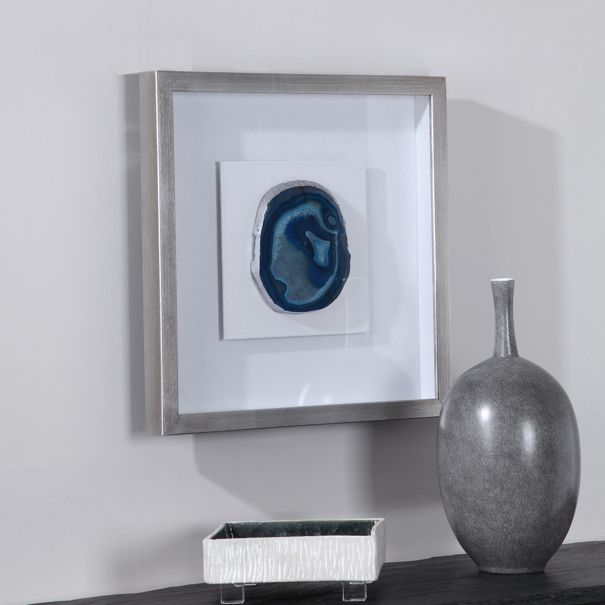 Kalia Blue Stone Shadow Box, Art by Uttermost, 19.75" width x 19.75" height x 2" depth View 6