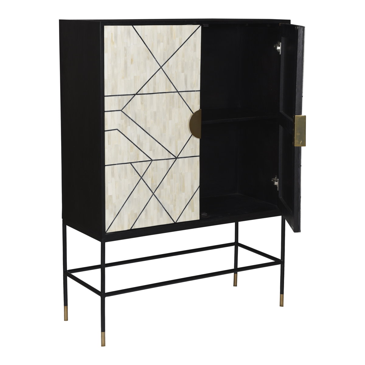 Shaws Cabinet Cream And Black, Cabinets & Sideboard by Moe's Home, 40" width x 55" height x 16" depth View 3