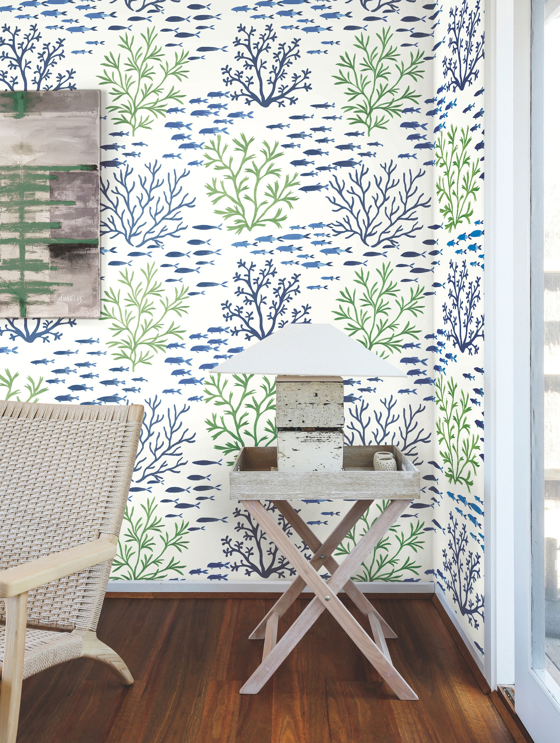 Marine Garden Green & Blue Wallpaper large image 
