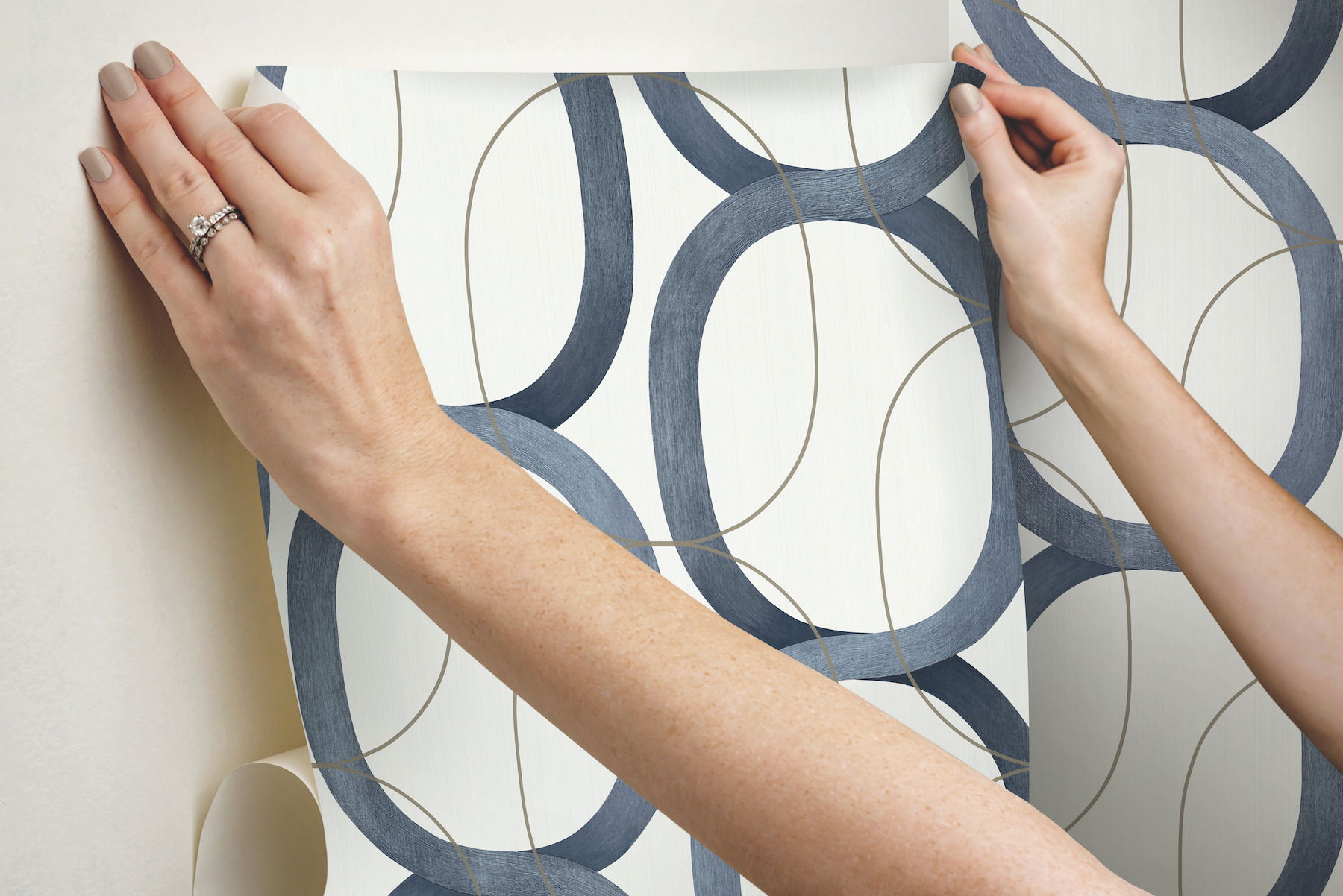 Interlock Navy Peel & Stick Wallpaper large image 