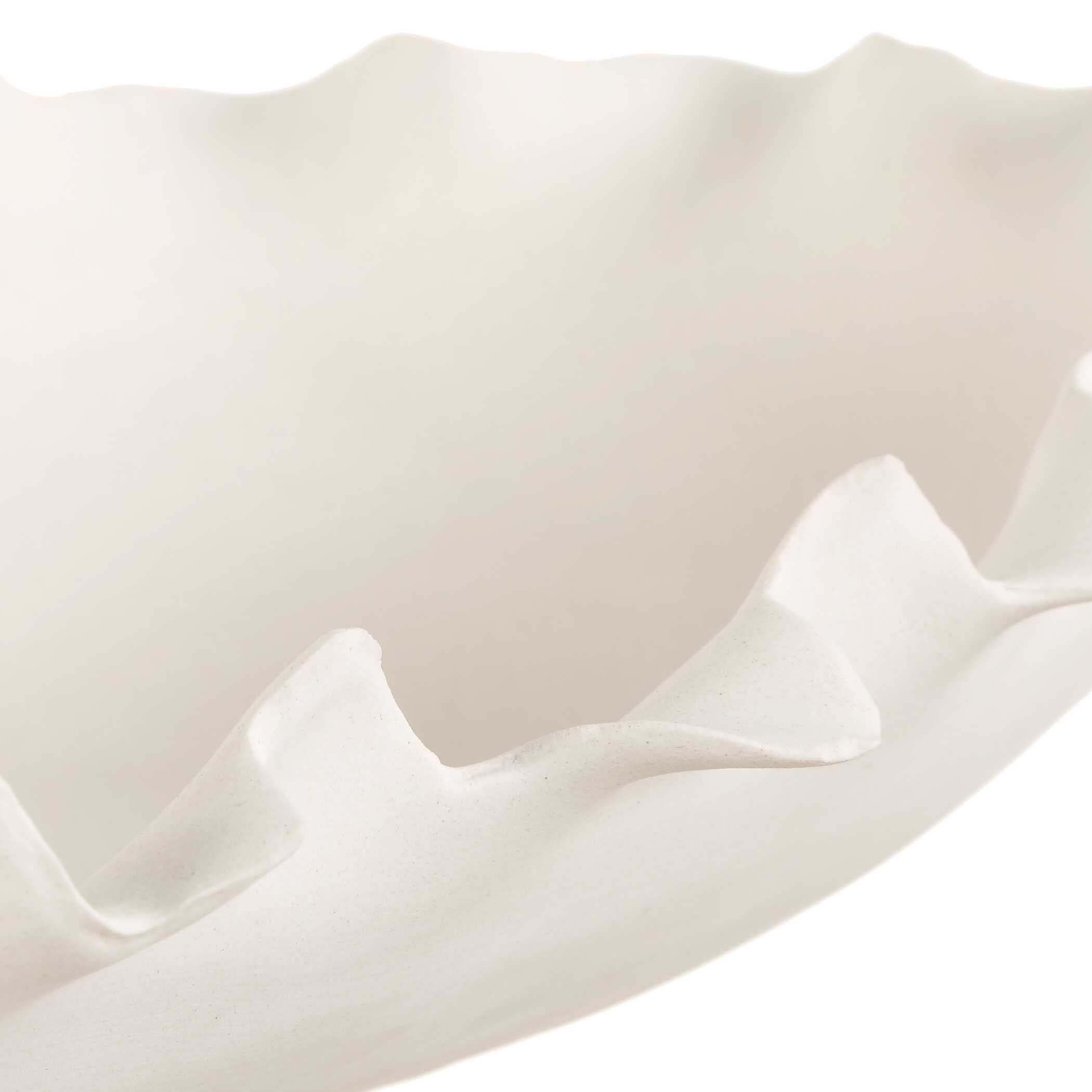 Ripple Crest White Bowl, Decorative by Uttermost, 32" width x 3" height x 7.5" depth View 7