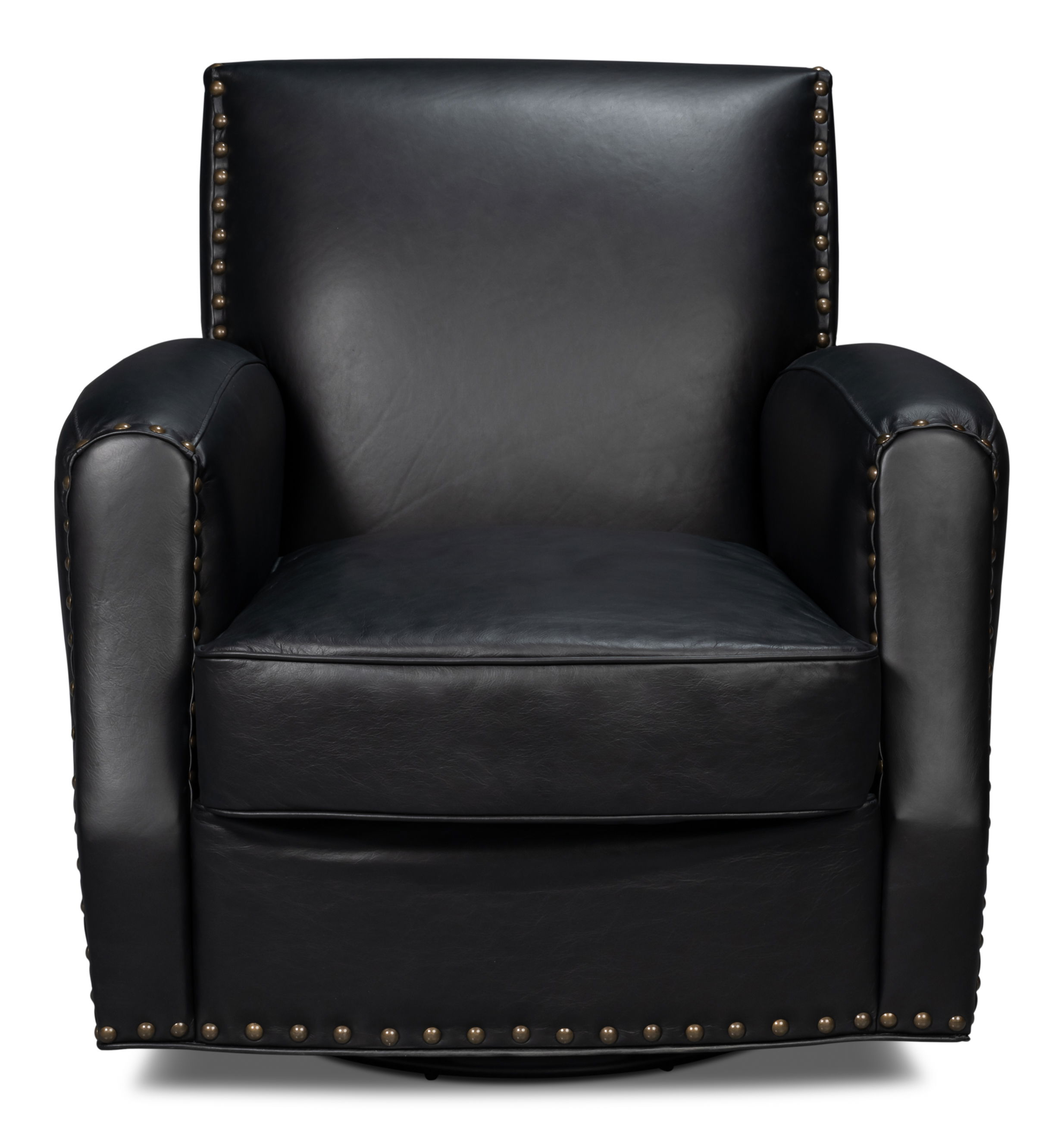Taft Leather Swivel Chair, Onyx Black large image 