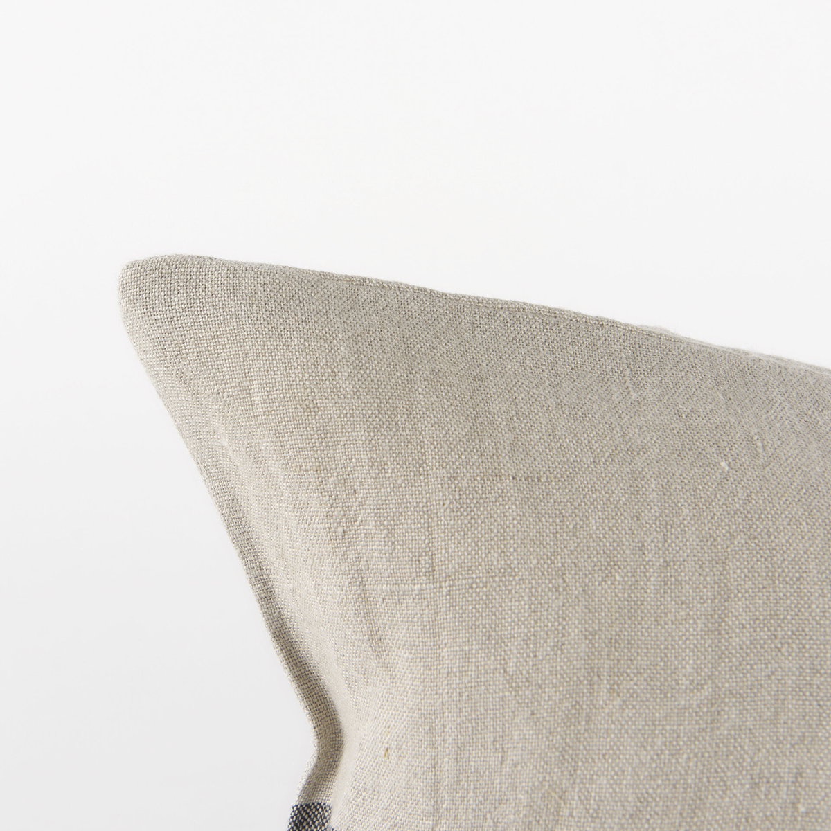 Raquel 13x21 Beige and Black Fabric Plaid Pillow Cover, Decorative Pillow by Mercana, 13" length x 21" width x 0.2" height View 6