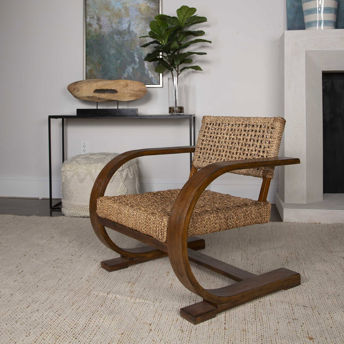 Rehema Natural Woven Accent Chair, by Uttermost, 30" width x 30" height x 30.7" depth View 4