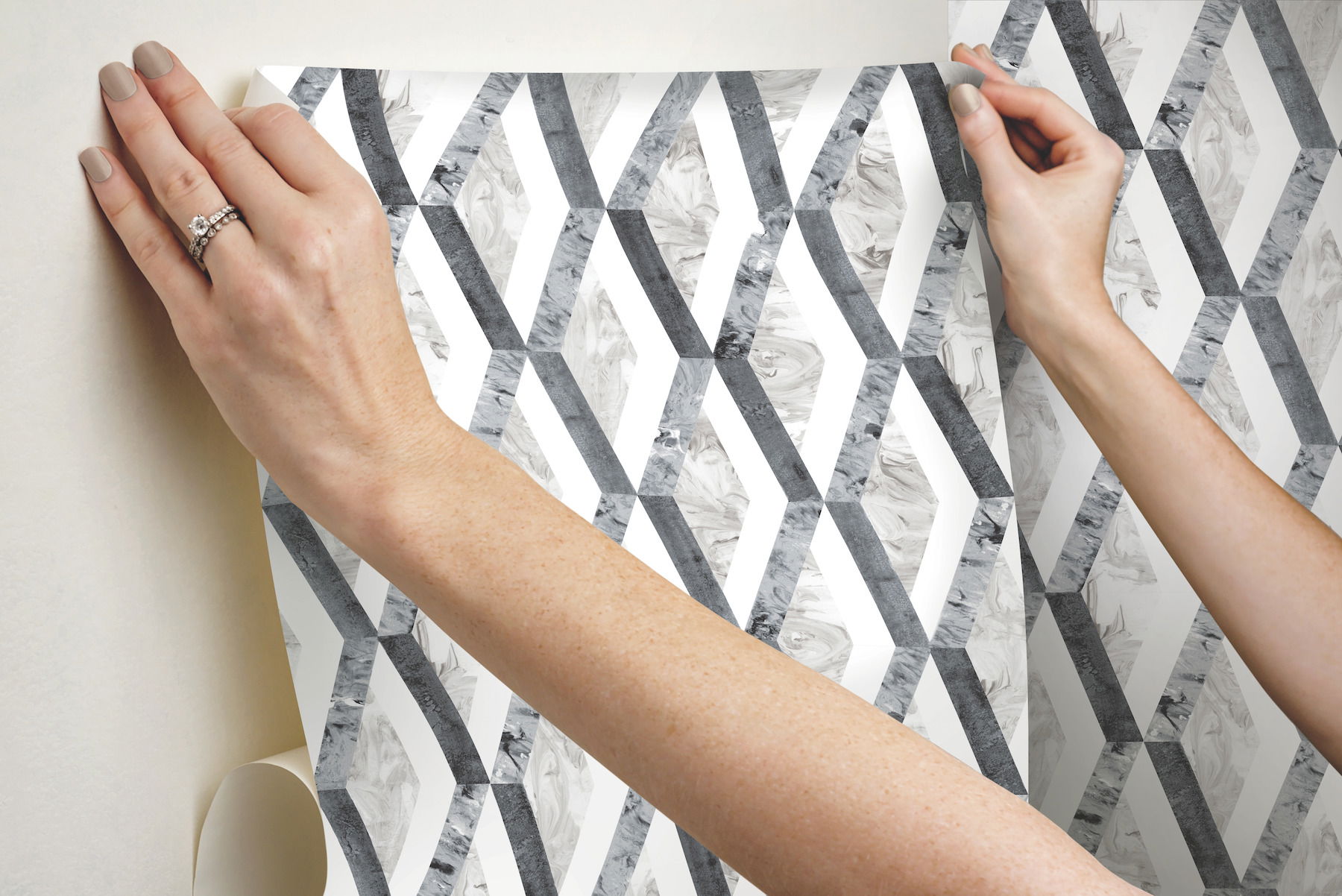 Statuary Diamond Inlay Grey Peel & Stick Wallpaper large image 
