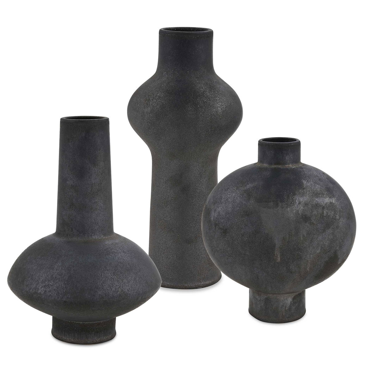Charcoal Bloom Indoor-Outdoor Vases Set/3, by Uttermost, 7.5" width x 11" height x 7.5" depth View 1