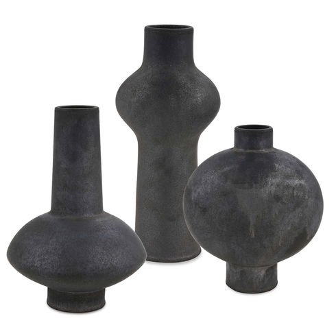 Charcoal Bloom Indoor-Outdoor Vases Set/3