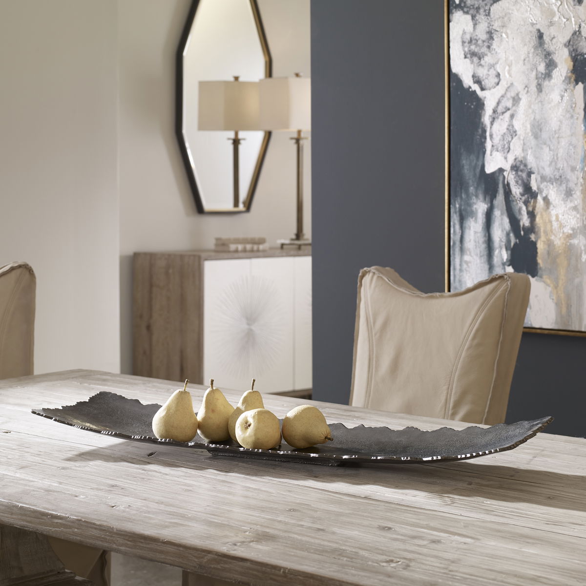 Camilla Dark Nickel Tray, Decorative Tray by Uttermost, 36" width x 3" height x 9" depth View 2