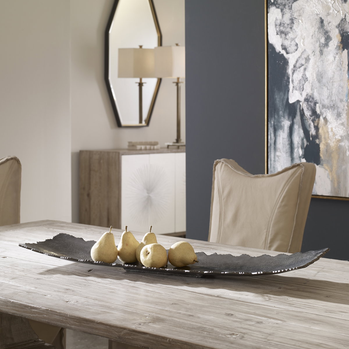 Camilla Dark Nickel Tray, Decorative by Uttermost, 36" width x 3" height x 9" depth View 2