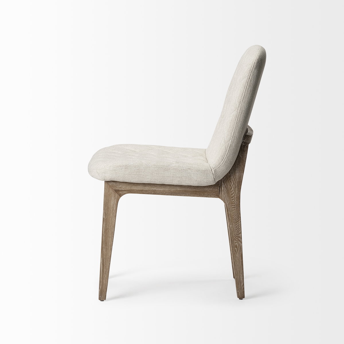 David Solid Back Dining Side Chair | Tuffed Cream Fabric with Brown Wood, Dining Chair by Mercana, 18.5" length x 26" width x 34.5" height View 7