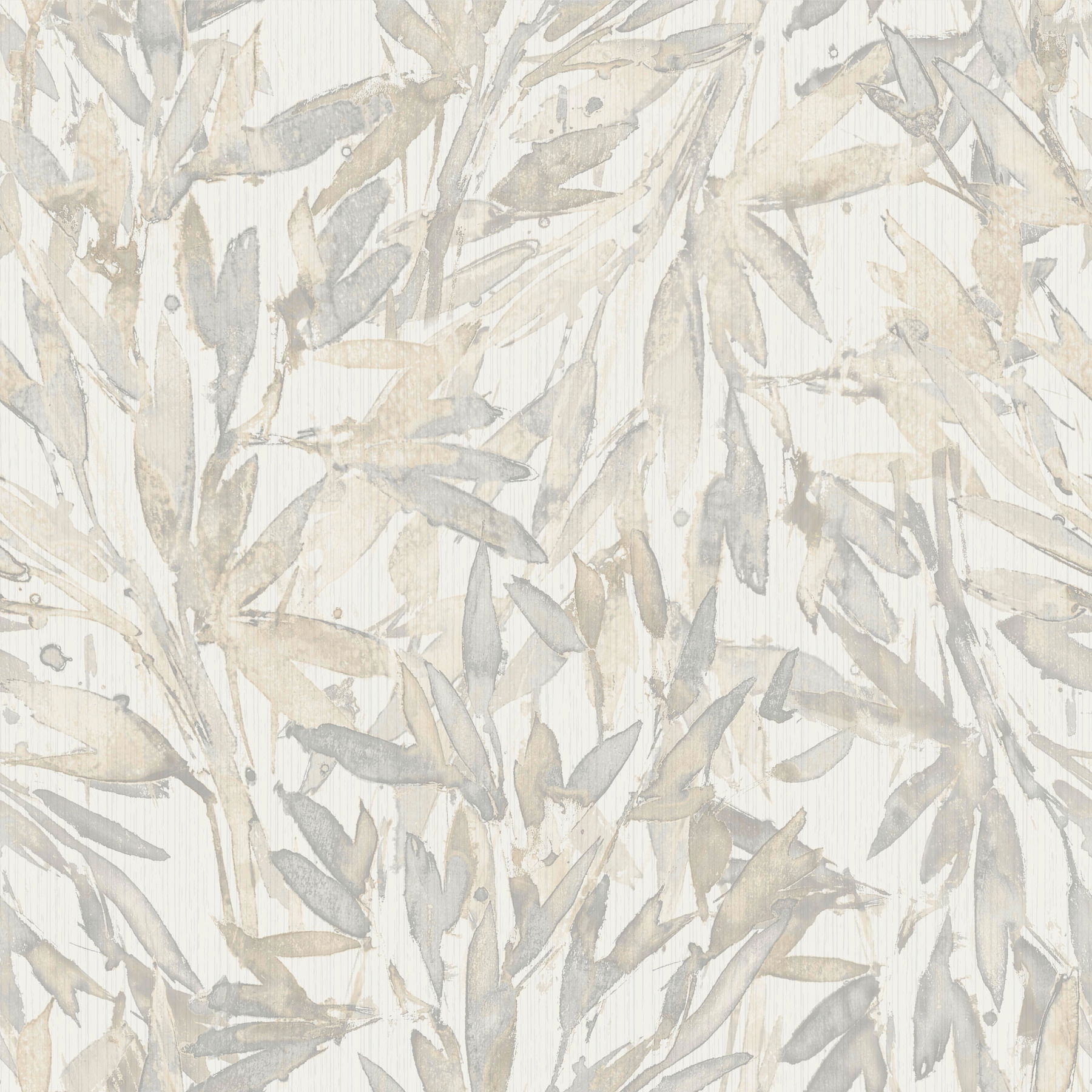 Rainforest Leaves Cream & Grey Wallpaper large image 