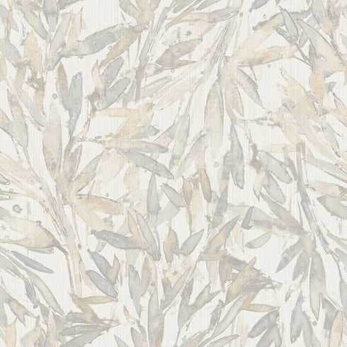 Rainforest Leaves Cream & Grey Wallpaper