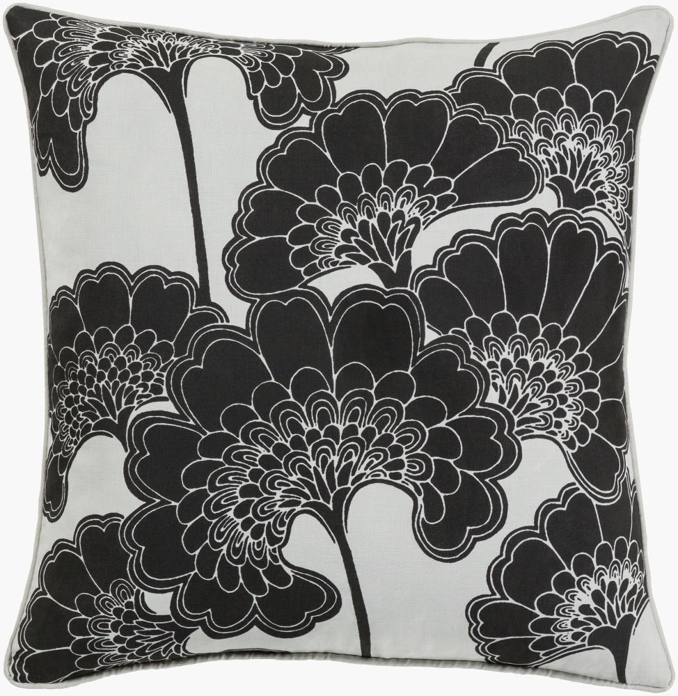 Japanese Floral Accent Pillow, Decorative Pillow by Surya, 18" length x 18" width