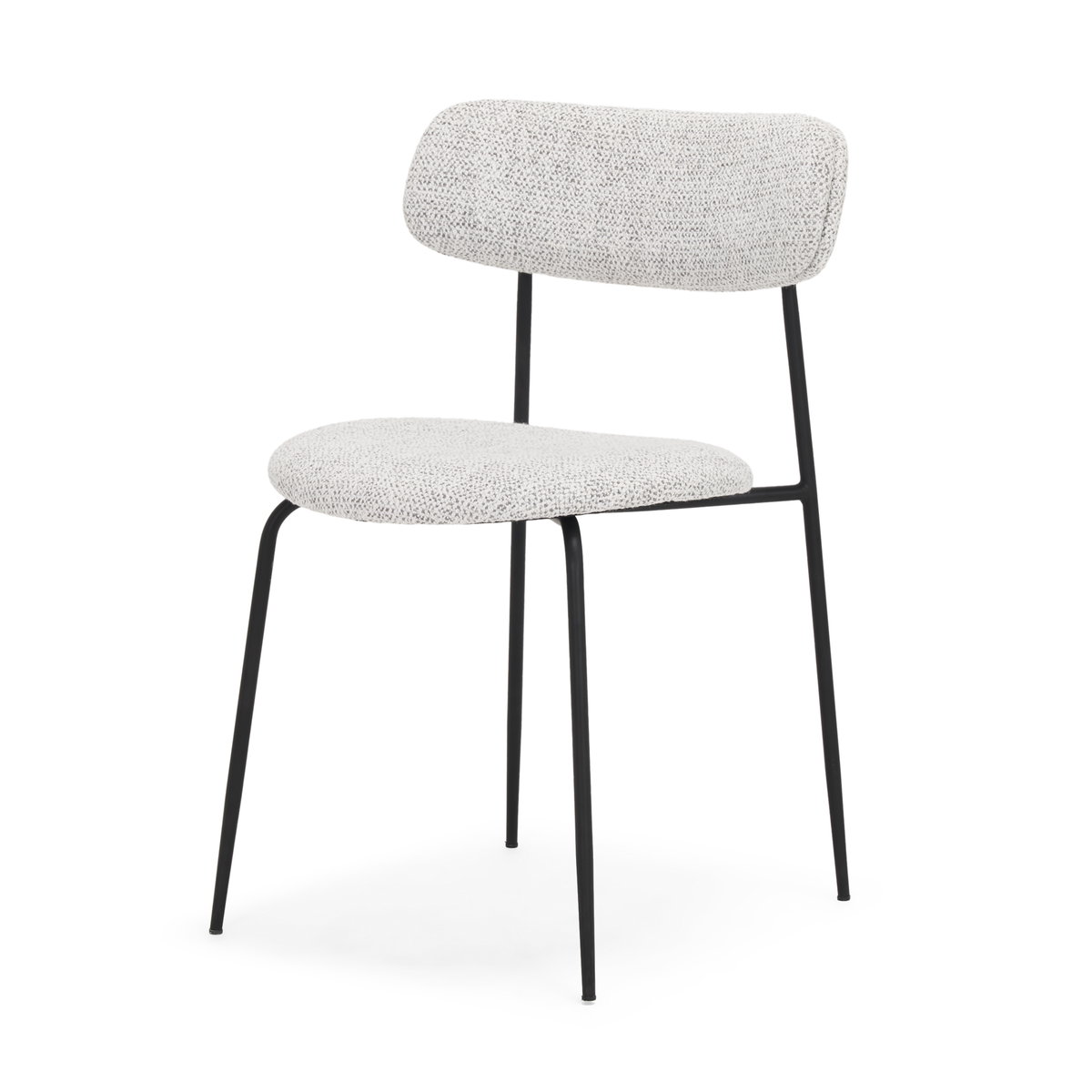 Casey Curved Back Dining Side Chair | Gray Fabric with Black Metal, Dining Chair by Mercana, 21.26" length x 20.08" width x 31.25" height View 1