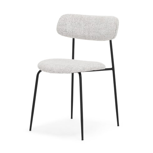 Casey Curved Back Dining Side Chair | Gray Fabric with Black Metal