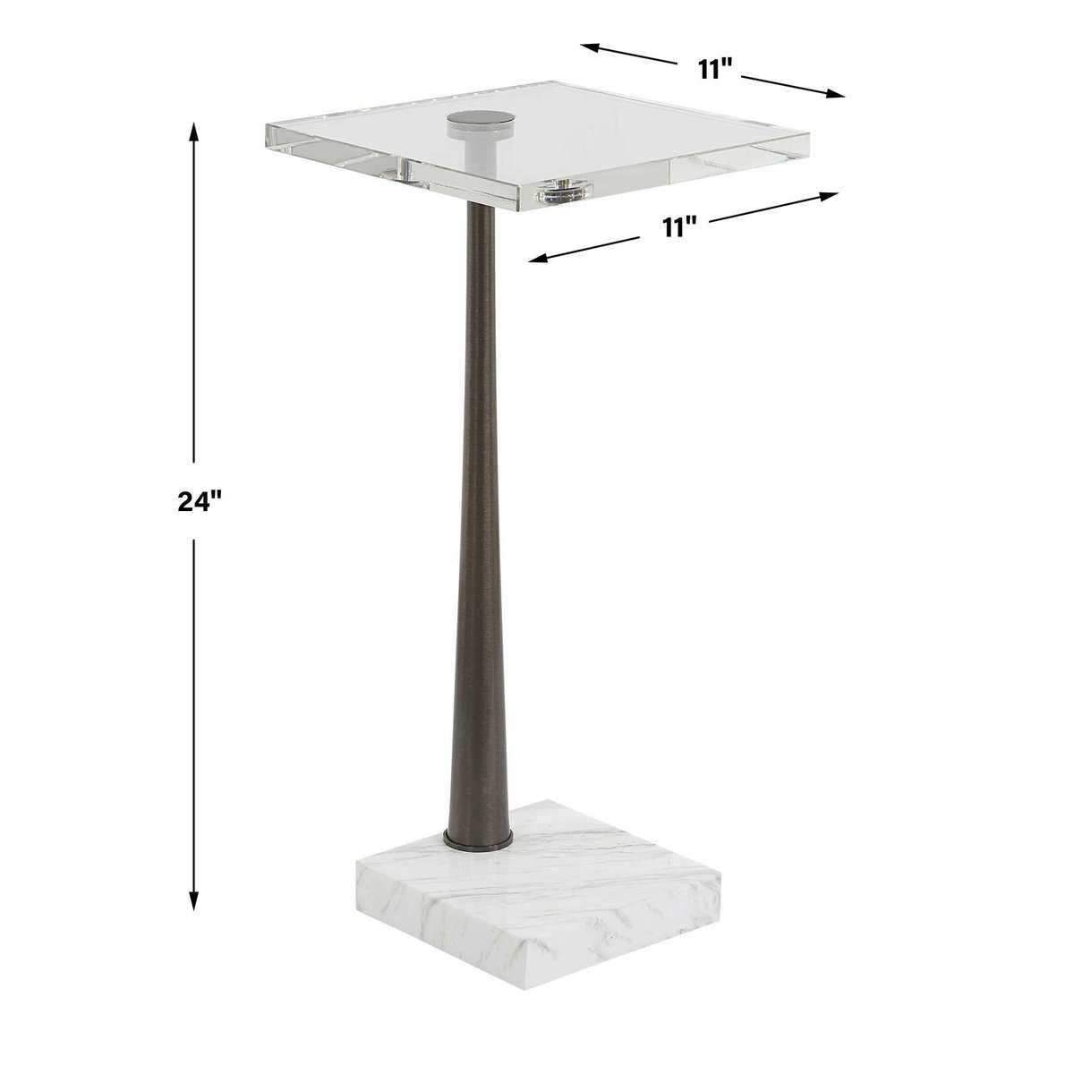 Pelton Marble Glass Drink Table, Side & End Table by Uttermost, 11" width x 24" height x 11" depth View 3