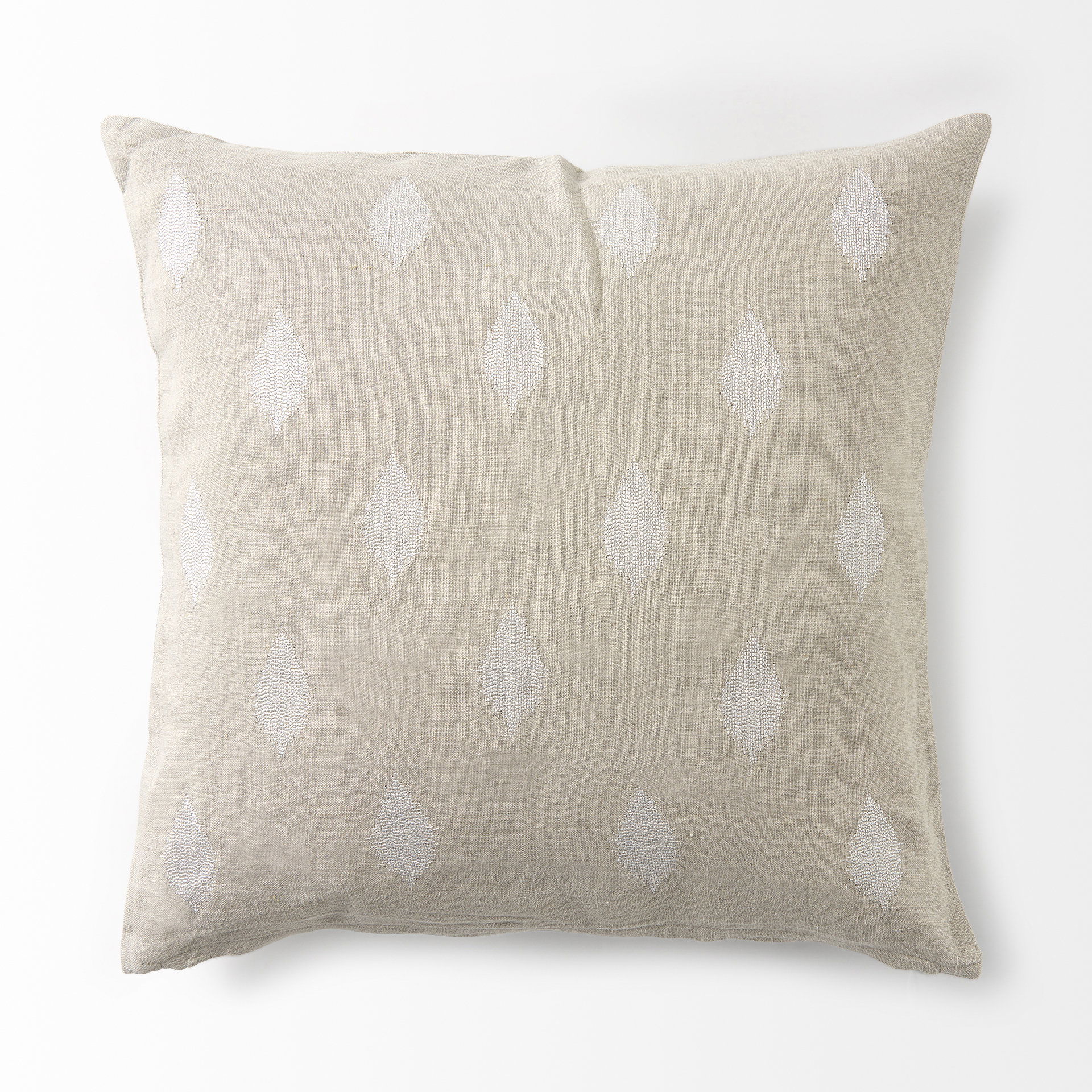 Enya 18L x 18W Beige and Cream Fabric Patterned Decorative Pillow Cover large image 