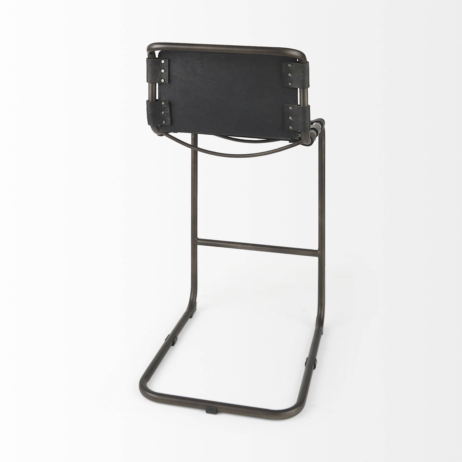 Berbick 43' Total Height Black Leather with Iron Frame Bar Stool large image 