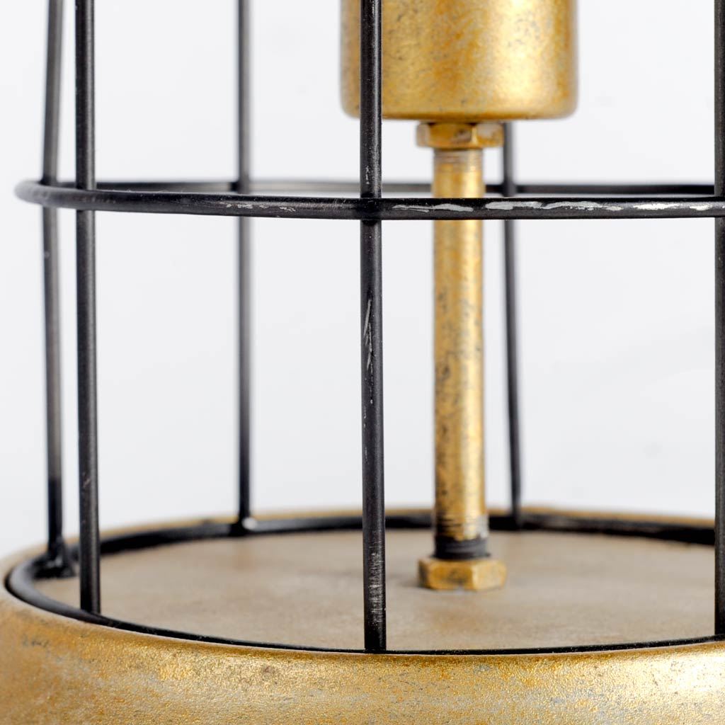 Carkner I (38'H) Gun-Metal Grey Cylindrical Metal Cage Table Lamp, by Mercana, 17" length x 17" width x 38" height View 2