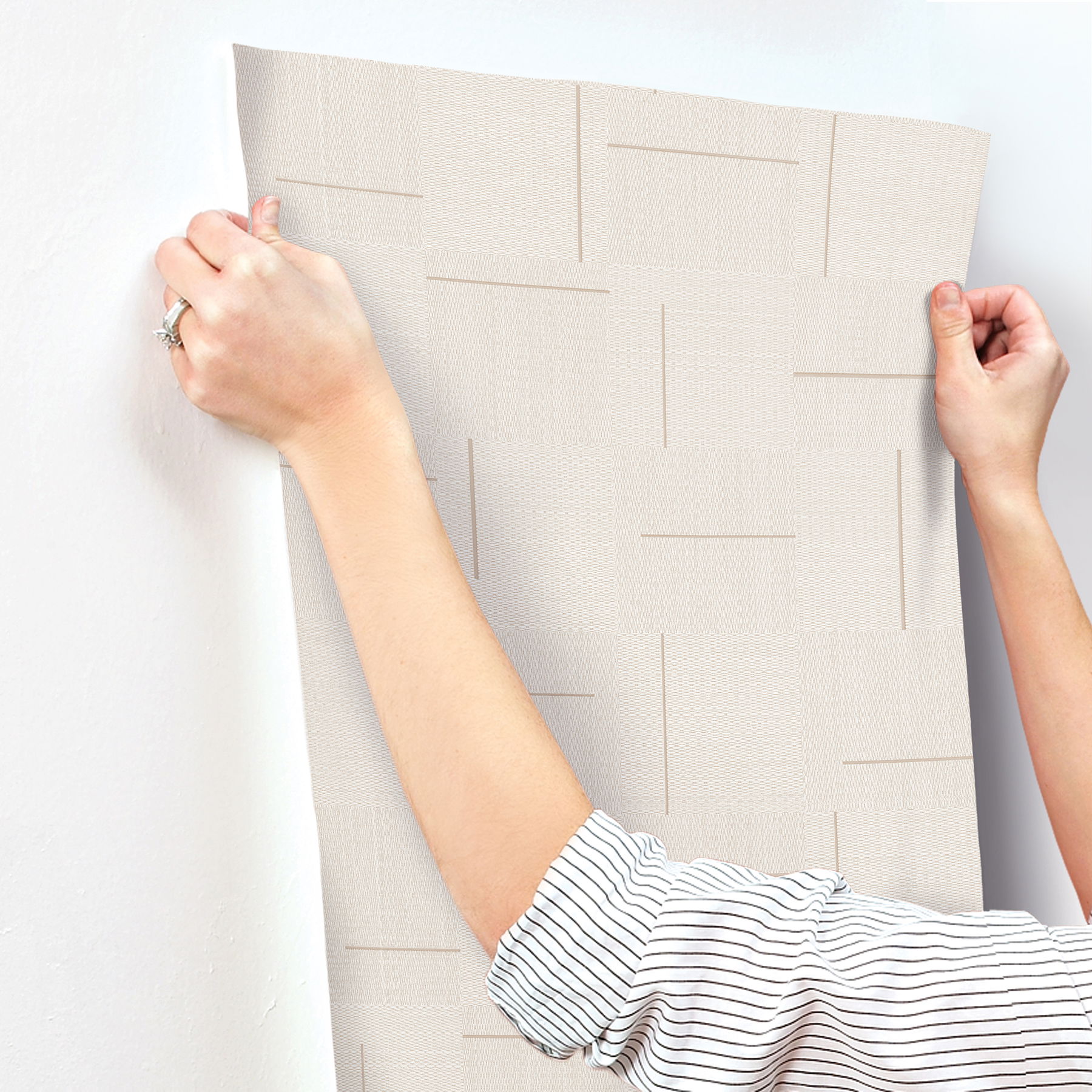Geo Block Weave Linen Wallpaper large image 