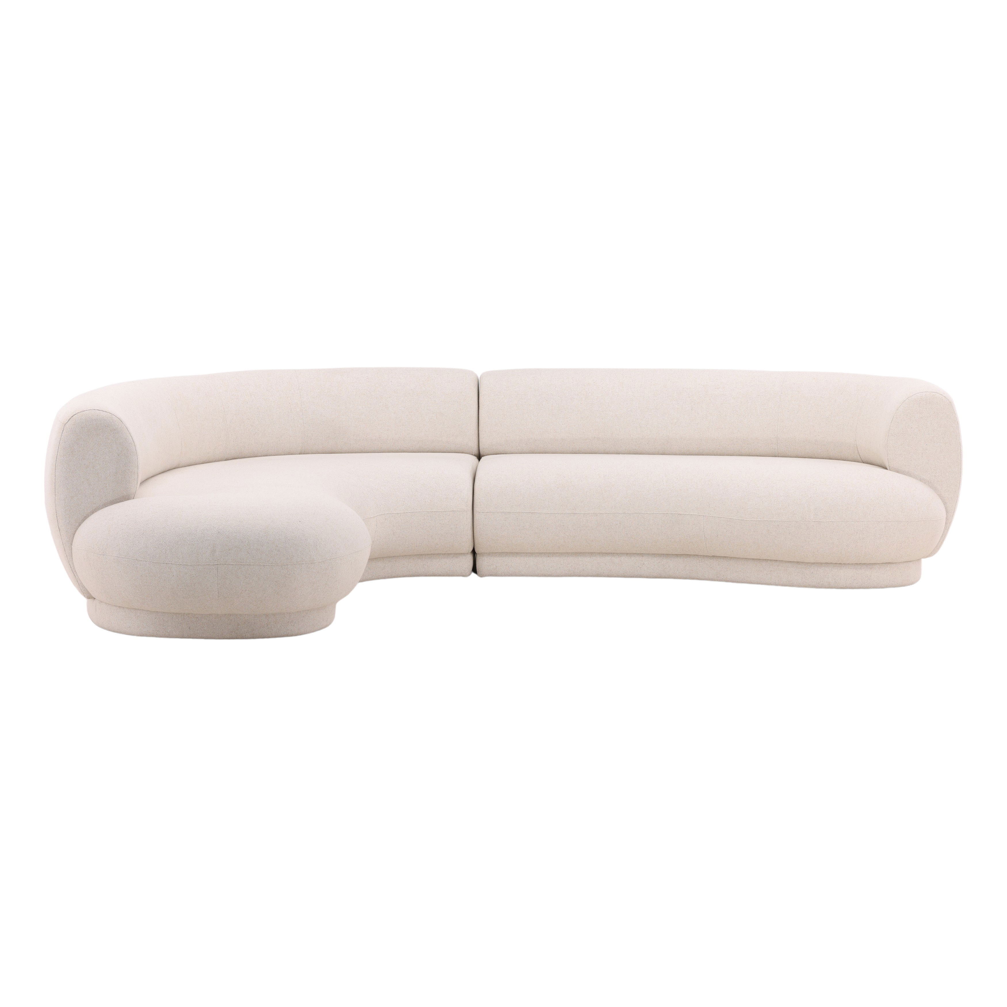 Lake Chaise Sectional Cream C0, Sectional Sofa by Dovetail, 127.87" width x 29.38" height x 95" depth View 2
