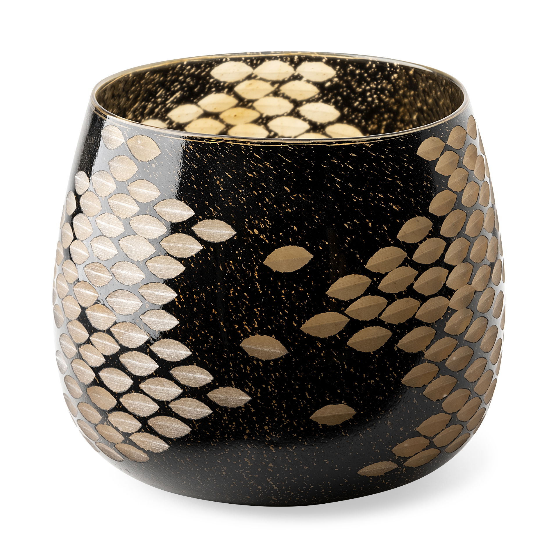 Mojave Large Black and Gold Detail Glass Vase large image 