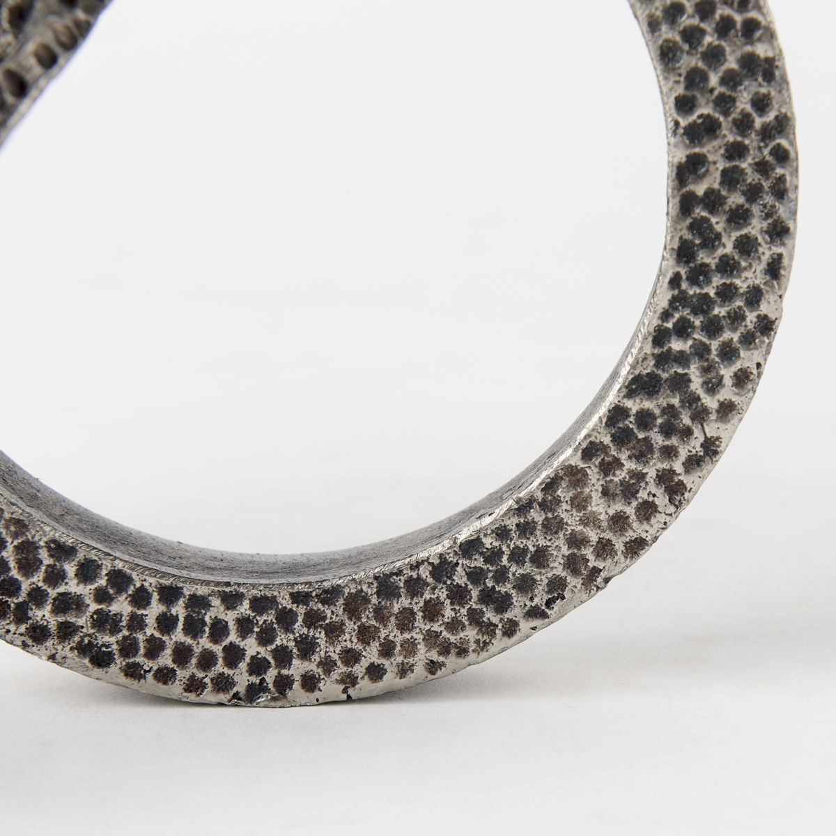 Rafiki Two Blackened Silver Hammered Finish Metal Conjoined Circles, Decorative Object by Mercana, 7.87" length x 5.91" width x 5.91" height View 12