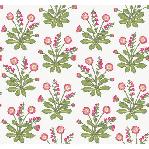 Meadow Flowers White & Rose Wallpaper