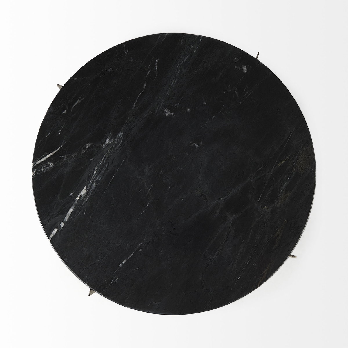 Reinhold II 21L x 21W x 21H Black Marble Top Iron Side Table, Side & End Table by Mercana, 21" length x 21" width x 21" height View 7