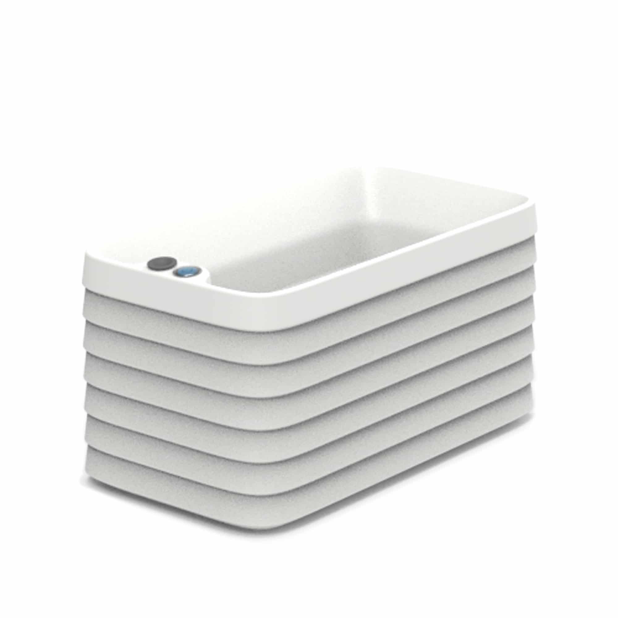 TruDrop Slat Self Watering Windowbox, Cloud White, Small, Planter by Crescent Garden, 12.59" width x 12" height x 23" depth View 1