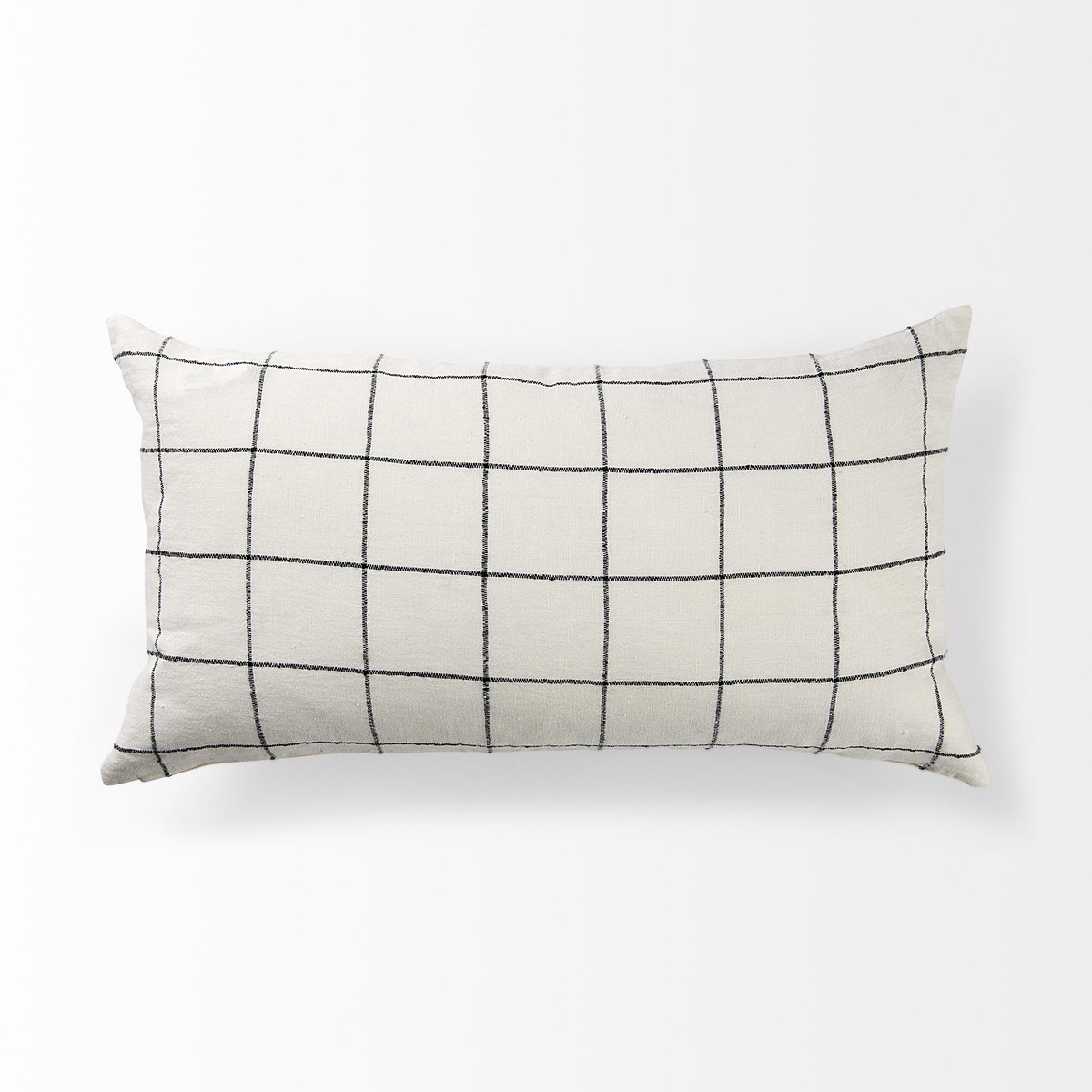 Suzanne 14x26 White/Black Square Pattern Decorative Pillow Cover, by Mercana, 14" length x 26" width x 0.2" height View 8