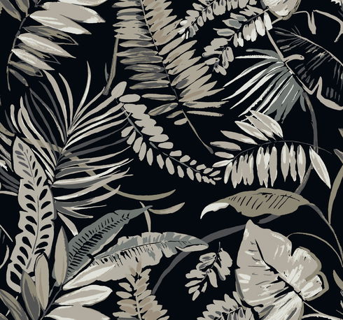 Tropical Toss Black Wallpaper