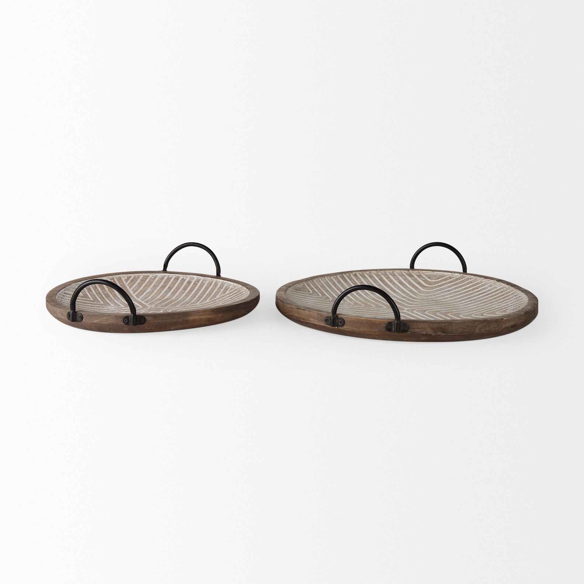 Jamila  Set of 2 Brown Wooden Tray large image 
