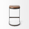 Tyson Backless 27.5in Seat Counter Stool | Brown Leather with Metal, Counter & Bar Stool by Mercana, 17.25" length x 17.5" width x 28" height thumbnail 4