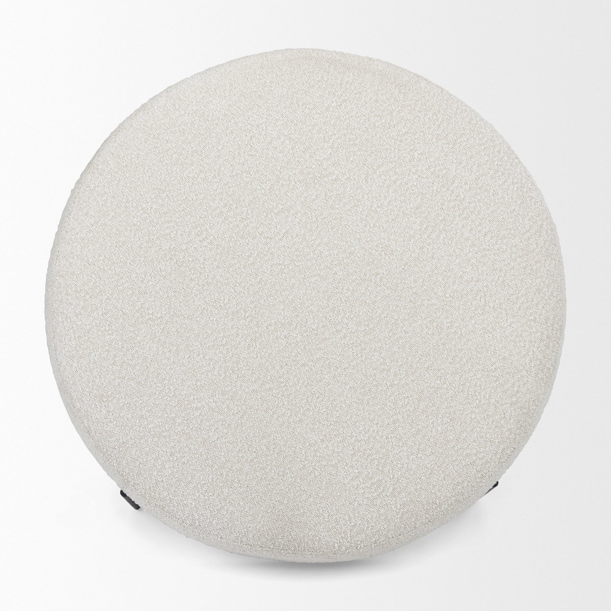Amelia  Cream Boucle with Black Metal Upholstered Ottoman, by Mercana, 35.83" length x 35.83" width x 17.5" height View 6